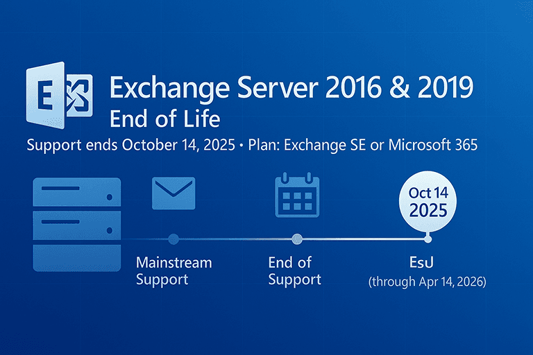 Fim de vida do Exchange Server 2016 e 2019: datas, riscos e as suas opções de atualização